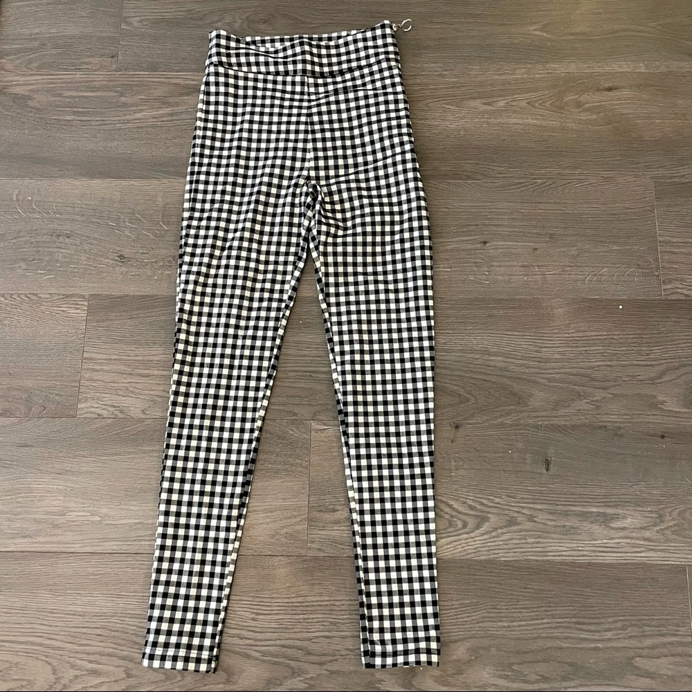 zara black and white gingham skinny pants